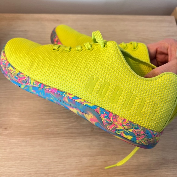 NOBULL Shoes - NOBULL Neon Yellow Sneakers with Colorful Sole Unisex M 7.5 W 9